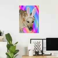 Funny German Shepherd Dog & Easter Bunny Ears Poster