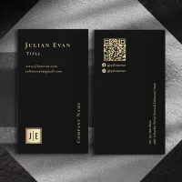 Modern Black Gold Luxe Monogram Business Card