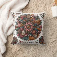 Vibrant floral design with detailed patterns throw pillow