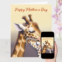 Touching Moment Between Mother Giraffe & Calf Card