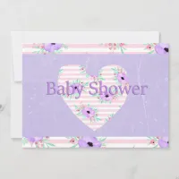 Purple Floral Baby Shower Invitations for Girls