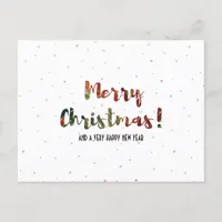 Modern Pattern Red & Green Typography Holiday Postcard