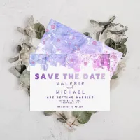 Modern Artistic Grunge Pink and Purple Wedding Save The Date