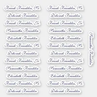 25 Guest Names Elegant Navy English P Calligraphy Sticker