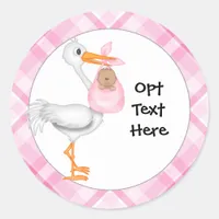 Stork & Baby Girl with Dark Skin Stickers