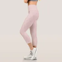 Modern Pale Pink & White Diamond Dot Pattern Capri Leggings