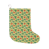 Pattern Filled Hearts Large Christmas Stocking