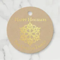 Snowflake Holly Holiday Message and Name Foil Favor Tags