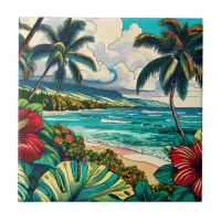 Pretty Hawaiian Island themed Ceramic Tile