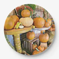 Halloween Pumpkins Display Party Paper Plates