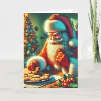 Vintage Christmas Santa Eating Cookies Card