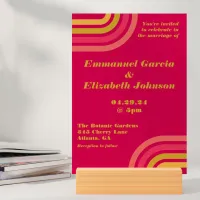 70s Style Bright Hot Pink Bold Retro Wedding Invitation