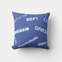 Crypto Blue and White Throw Pillow