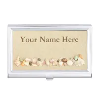 Personalized Beach Sand with Seashells Business Card Case