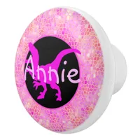 Personalized Pink Dinosaur Hide Ceramic Knob