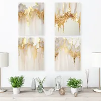 Luxury Gold and White Glitter Abstract Art Set Acrylic Photo Tile