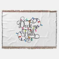 deck the halls holiday lights Christmas Throw Blanket