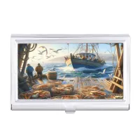 Twilight Harvest Fishermen Collecting Crabs Business Card Case