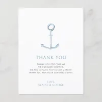 Anchor Beach Boy Baby Shower Thank You Card