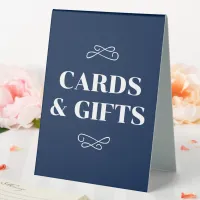 Navy White Flourish Cards & Gifts Table Tent Sign