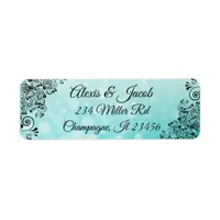 Black and Teal Elegant Script Return Labels