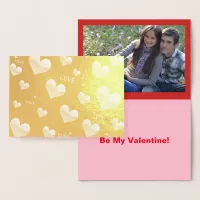 Valentine's Love and Hearts, Add Photo and Quote Foil Card