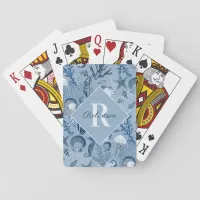 Coastal Ocean Blue Monogram Poker Cards