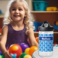 Personalized Blue Dots Monogram Kids Water Bottle