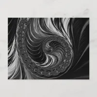 Modern Fractal Black White Nautilus Golden Ratio Postcard