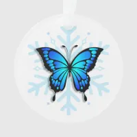Blue Butterfly Personal Message Christmas Keepsake Ornament