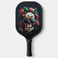 Floral Skull Monogram Faboolous Halloween Pickleball Paddle