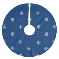 Christmas snowflakes and dots pattern brushed polyester tree skirt