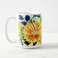 Watercolor Flowers in Pink and Yellow Coffee Mug