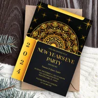 Deco Art Gold New Year's Eve Party Celebration Invitation