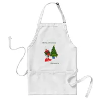 Cute White Christmas Duck Wearing a Wreath Adult Apron