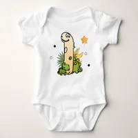 Dino Alphabet for Babies with Name Starting with I Baby Bodysuit