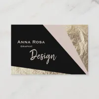 *~* Abstract Geometric Pink Blush Gold Foil Business Card