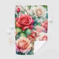 Whimsical Rose Pattern Golf Towel