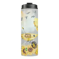 Cute Watercolor Cottagecore Yellow on grey | Thermal Tumbler