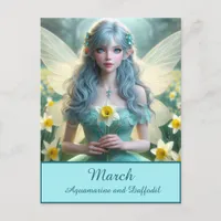 Beautiful March Fairy in Daffodils Postcard