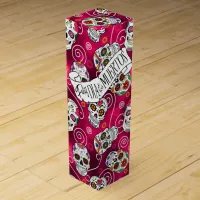 Sugar Skulls and Swirls Rose Red ID725 Wine Box