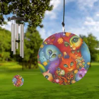 Colorful Crazy Kitty Cat Kitten Collage Wind Chime