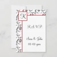 Red Black Damask Wedding Invitations