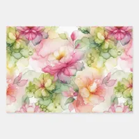 Pastel Flower Alcohol Ink Illustration Large Print Wrapping Paper Sheets