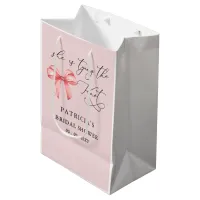 She is tying the knot pink bow Bridal Shower Medium Gift Bag