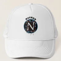 Urban Graffiti Graphic Customizable Monogram "N" Trucker Hat