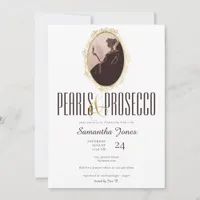 Gold Pearls & Prosecco Brunch Bubbly Bridal Shower Invitation