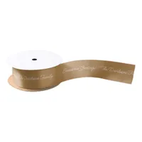 Gold Holiday Greeting Elegant Script Calligraphy Satin Ribbon