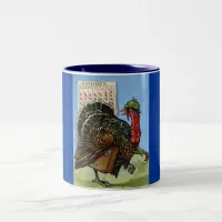 Vintage Wish I Could Fly Thanksgiving Turkey Two-Tone Coffee Mug