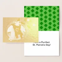 Kitten, Flowers, Shamrocks and Polka Dot, ZKOA Foil Card